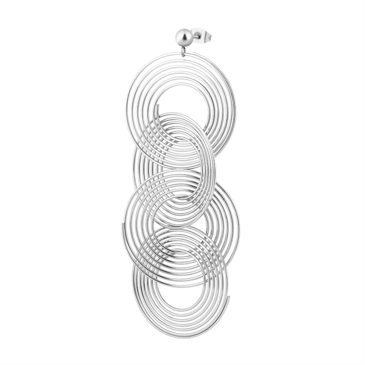 316L Stainless Steel Multi-Layer Interlocking Circle Drop Earrings 316L Stainless Steel Multi-Layer Interlocking Circle Drop Earrings