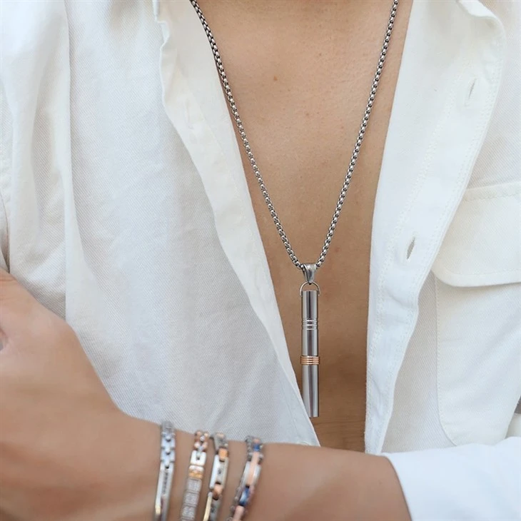 Polished Whistle Tube Pendant Necklace high quality Polished Whistle Tube Pendant Necklace high quality